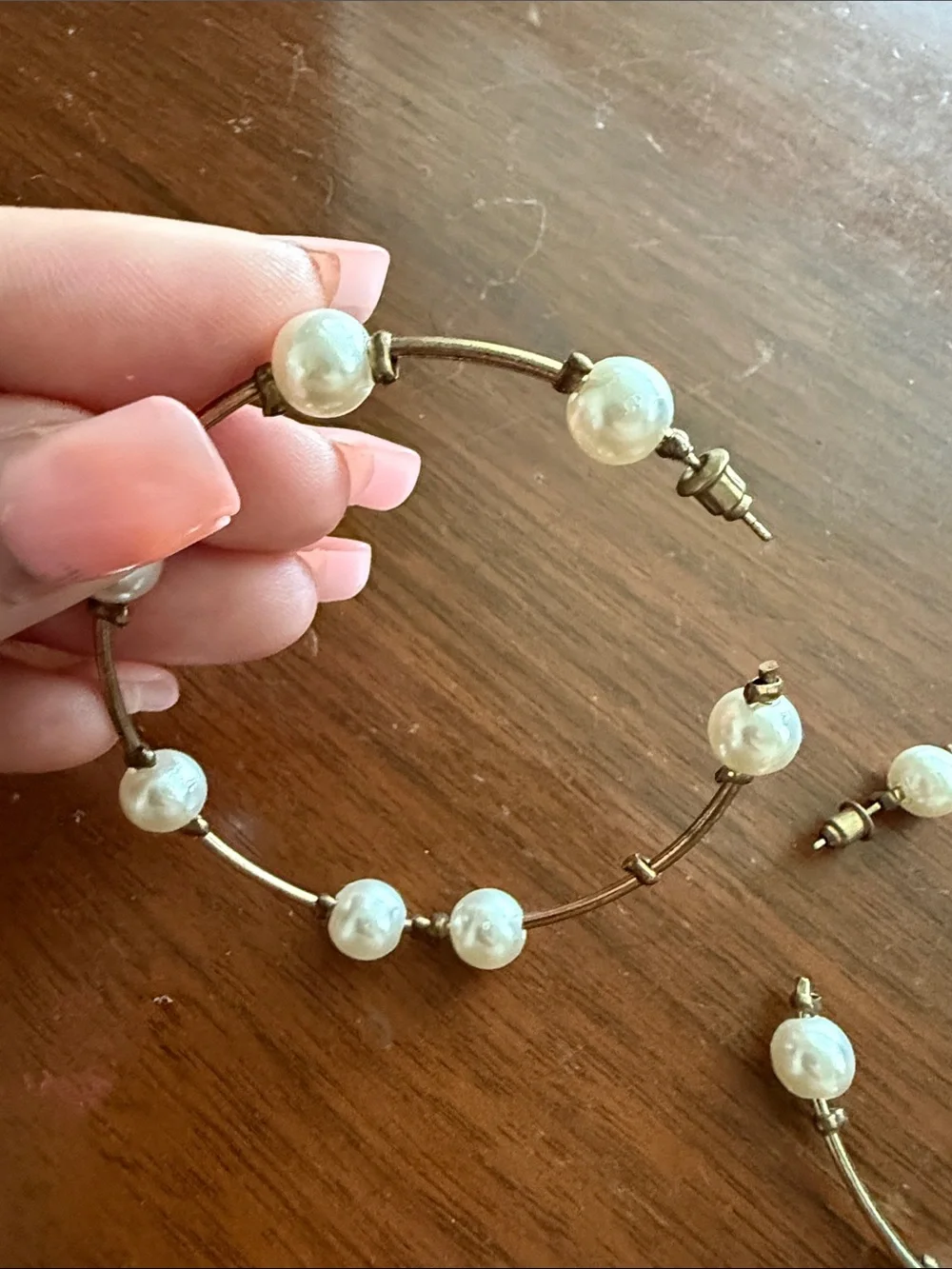 Gold-Tone Pearl Hoop Earrings - Women Jewelry